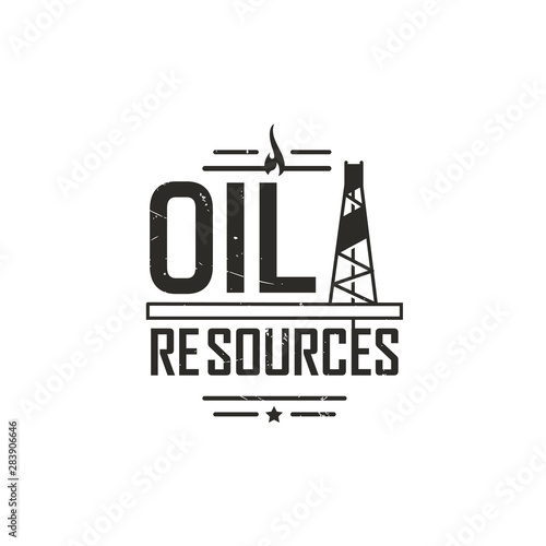 Oil derricks industrial vintage logo template illustration
