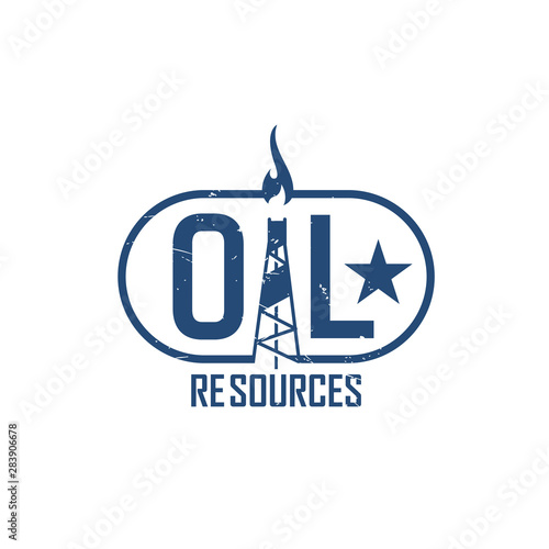 Oil derricks industrial vintage logo template illustration