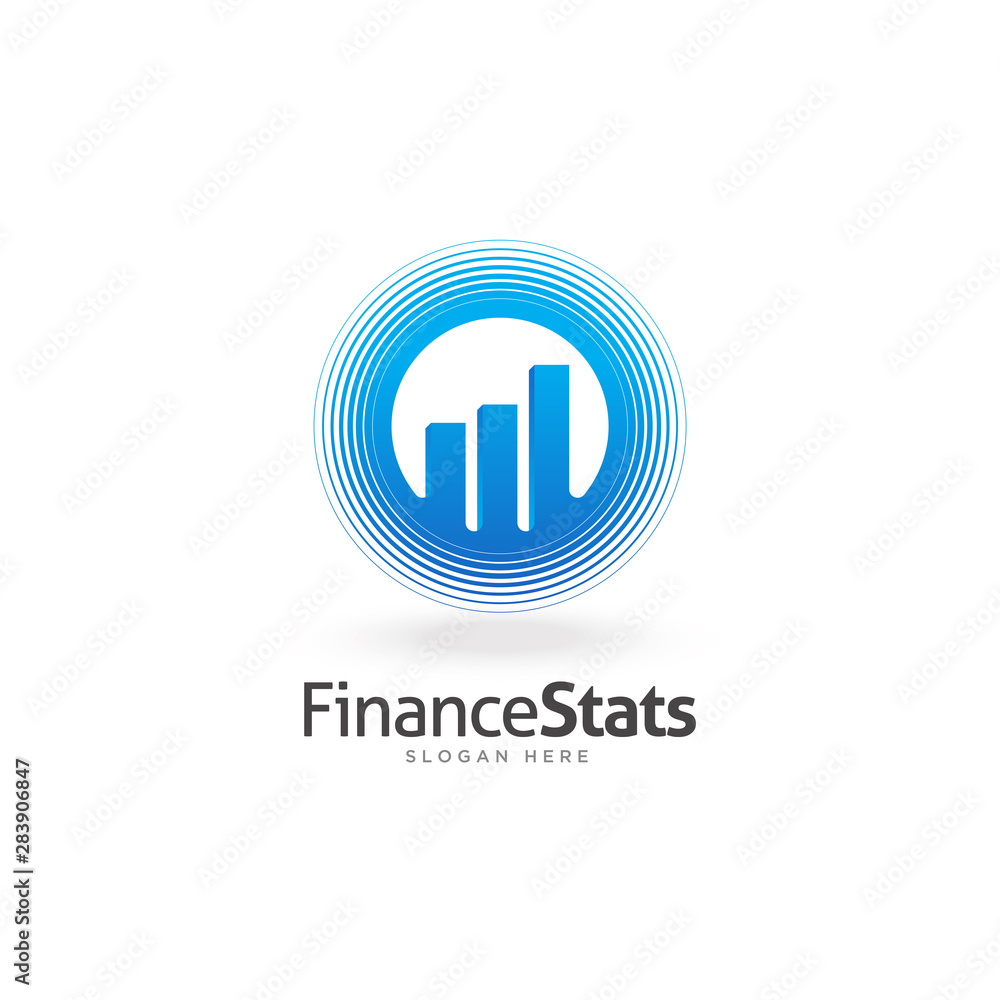 3d blue circle finance graph logo template 3d blue circle finance graph logo template