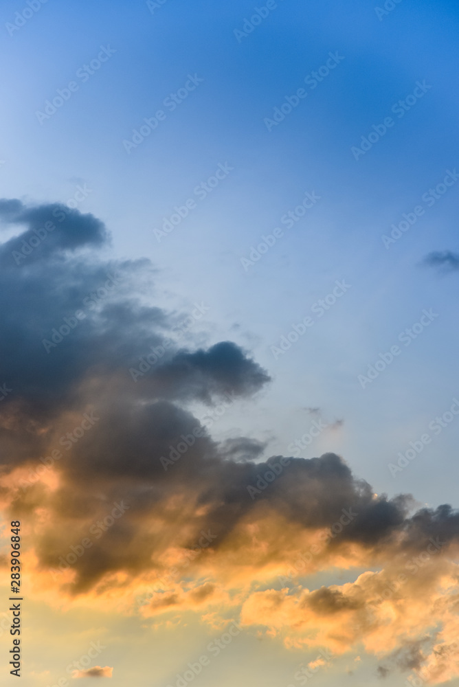 Clouds with sunset light effect