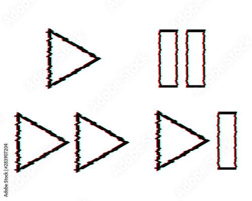 Glitch effect shapes, vector icons.