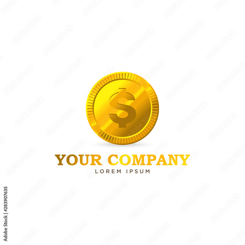 Naklejka premium 3d golden dollar coin money logo illustration template