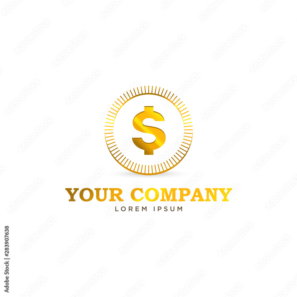 3d golden dollar coin money logo illustration template 3d golden dollar coin money logo illustration template