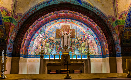 interiors of Sainte-Therese basilica, Lisieux, France