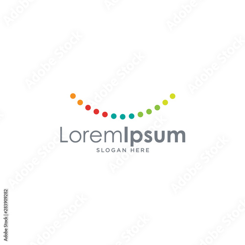 Minimal colorful geometric dots smile logo template vector