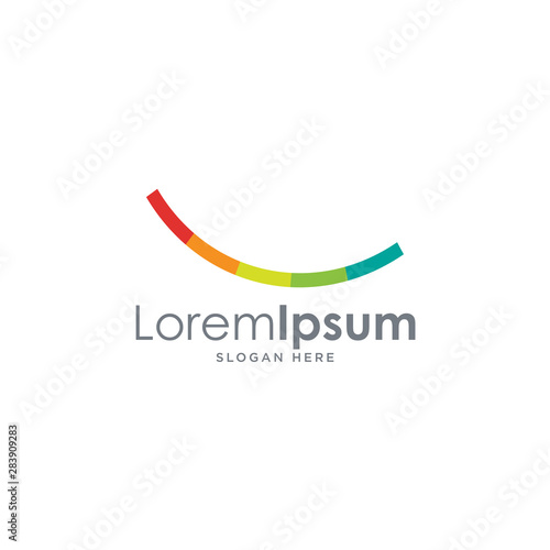 Minimal colorful geometric smile logo template vector