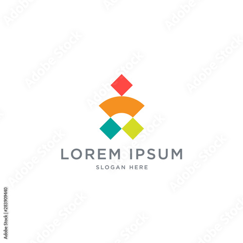 Modern colorful minimal geometric abstract logo template vector