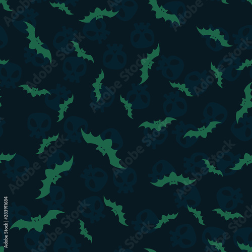 Bat and Skull Halloween Seamless Pattern