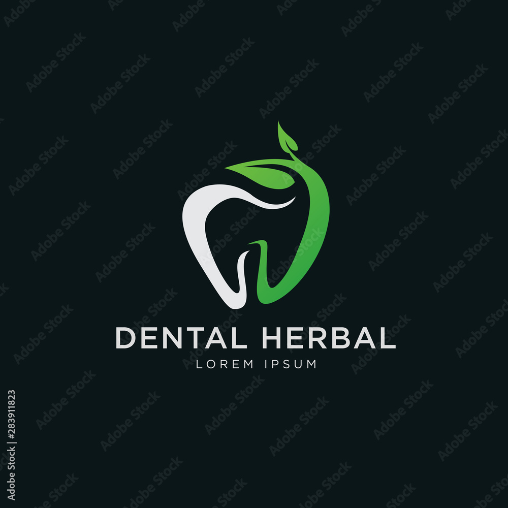 Fototapeta premium Nature herbal leaf dental logo template