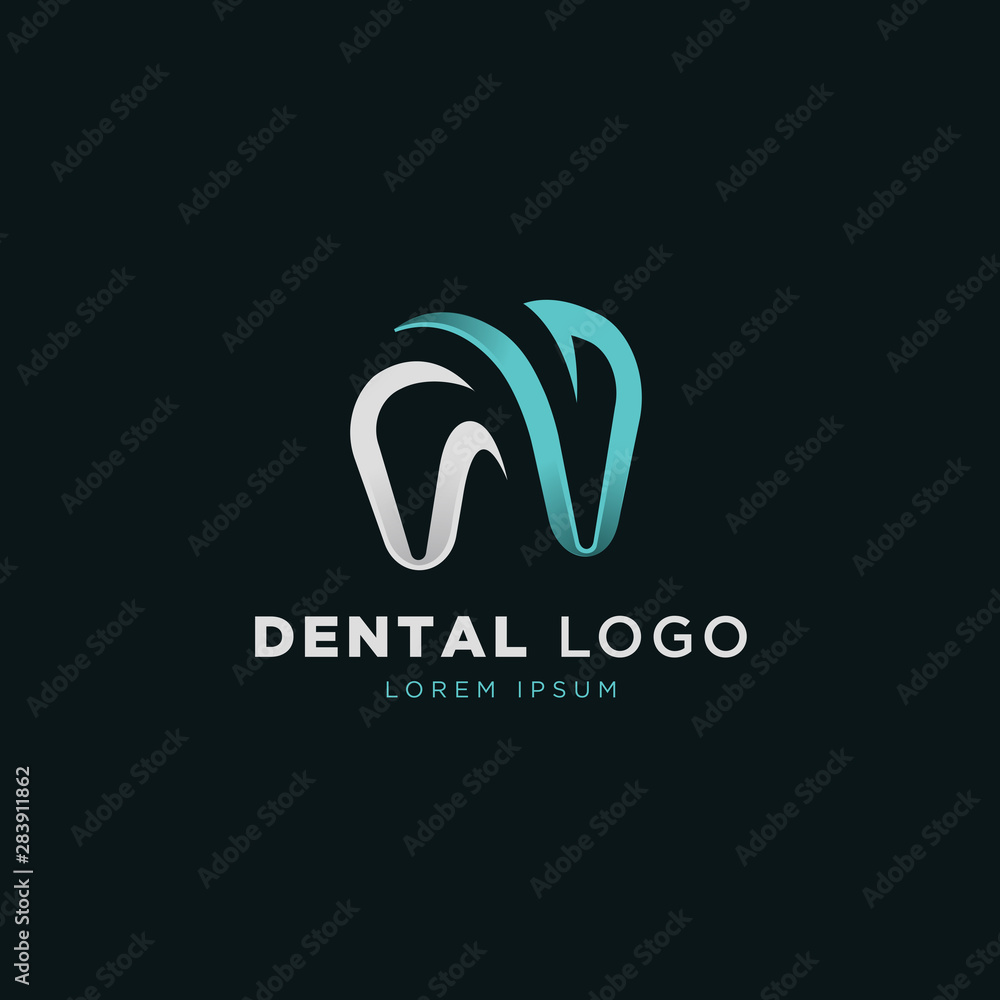 Obraz premium Modern 3d gradient dental logo template