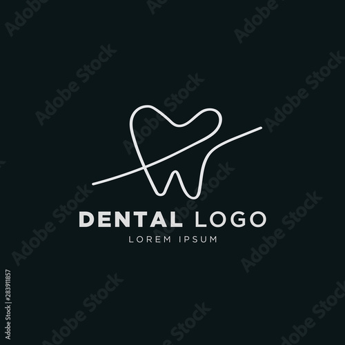 One line drawing minimal style dental logo template