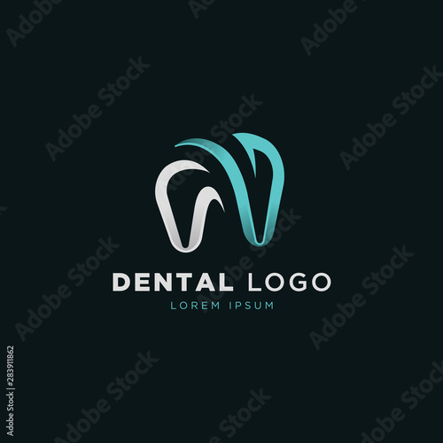 Modern 3d gradient dental logo template