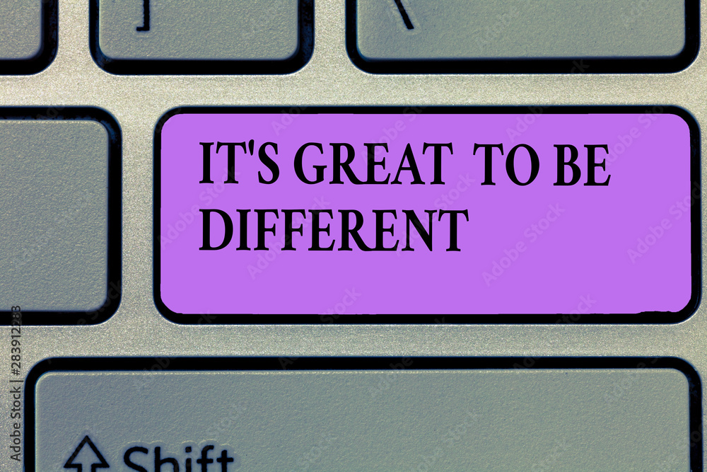 Writing note showing It s is Great To Be Different. Business photo showcasing Embrace your individuality and uniqueness. Writing note showing It s is Great To Be Different. Business photo showcasing Embrace your individuality and uniqueness.