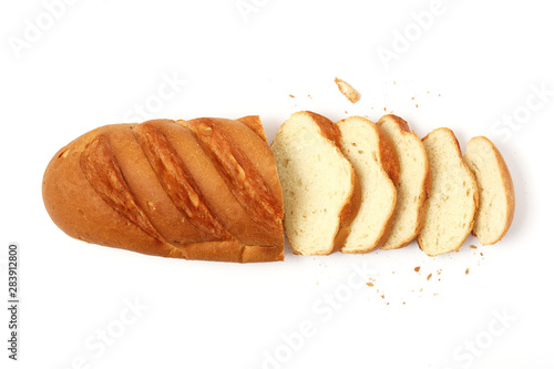 fresh bread on a white background top view.