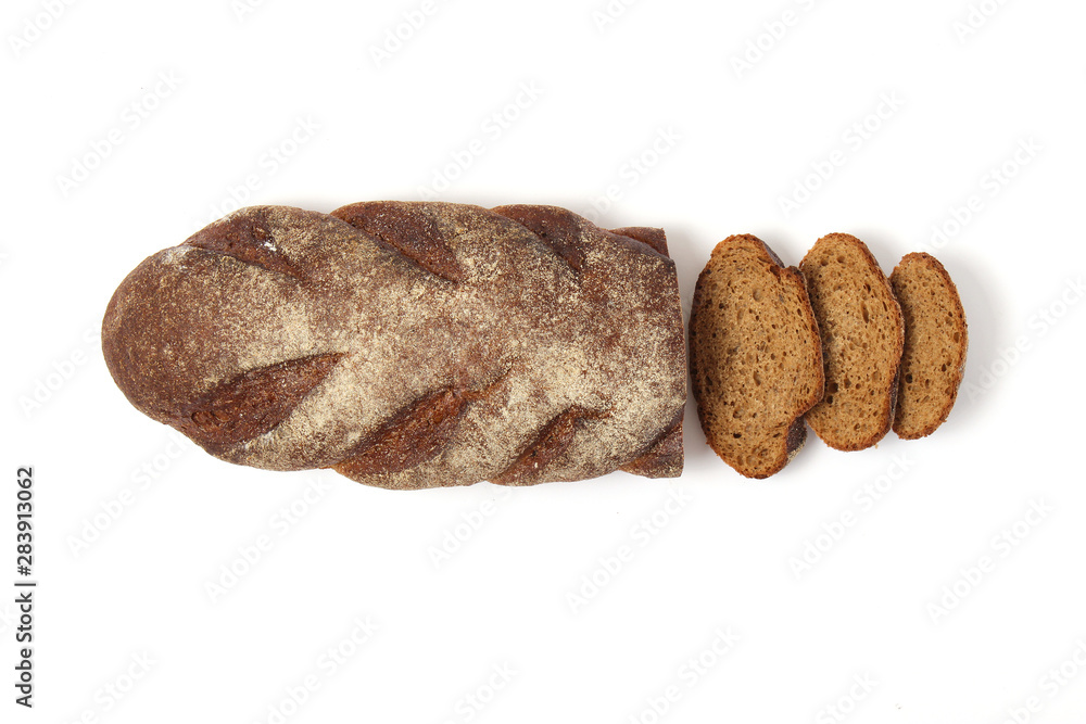 fresh bread on a white background top view. fresh bread on a white background top view.