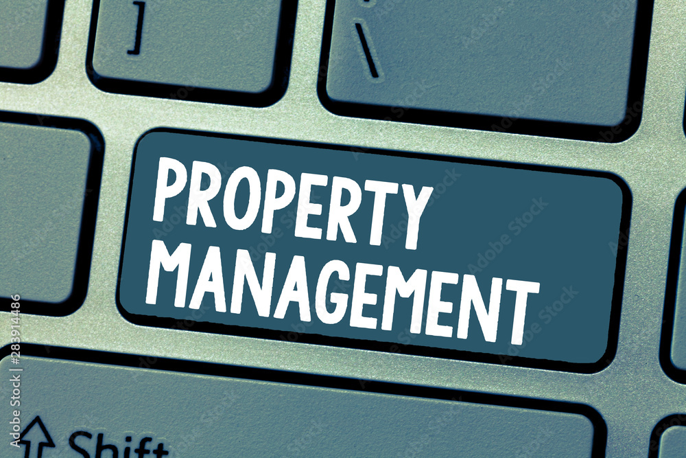 Text sign showing Property Management. Conceptual photo Overseeing of Real Estate Preserved value of Facility.