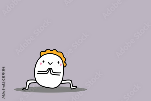 Yoga classes hand drawn vector illustration in cartoon style asana man