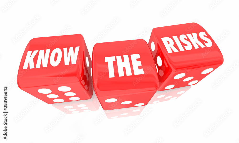 Know the Risks Roll Dice Danger Warning 3d Illustration Stock Photo