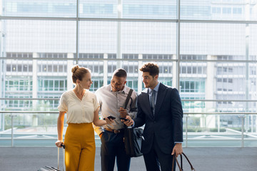 Diverse business colleagues travelling