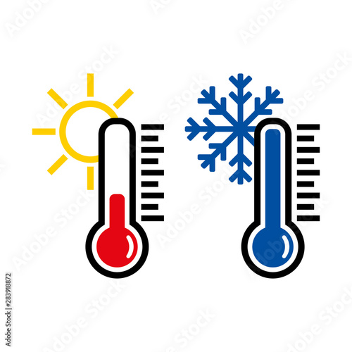 Thermometer icon or temperature symbol or emblem