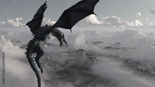 High resolution Ice dragon 3D rendered. Write your text and use it as poster, header, banner or etc.