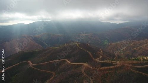 Aerial. Portuguese forest Monchique, after the fires view from the sky. photo