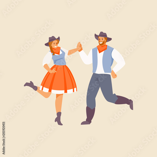 Square dance American dance vector