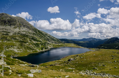 Fototapeta Naklejka Na Ścianę i Meble -  Mountain landscape and glacial Bucura lake in Retezat National Park, Carpathian Mountains, Romania