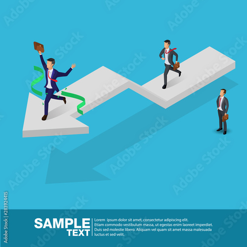 Future Business Leader Concept Finance Manager Business Man.Flat Isometric People Executive Manager Vector Investor trader Business future vision Individual success