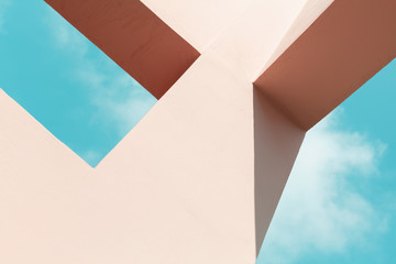 Abstract pink painted concrete structure