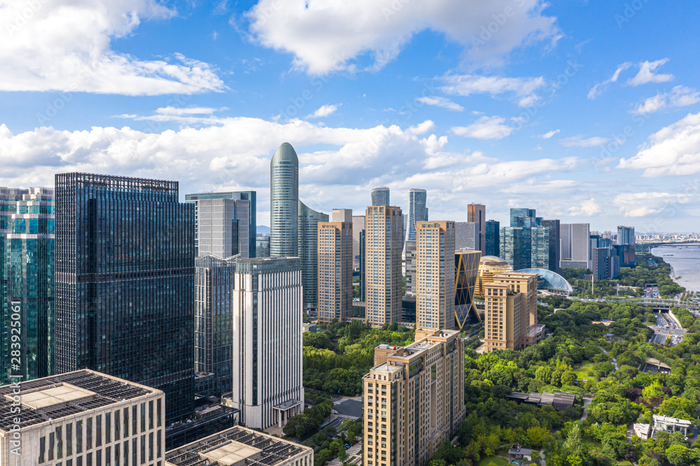 Fototapeta premium panoramic city skyline in hangzhou china
