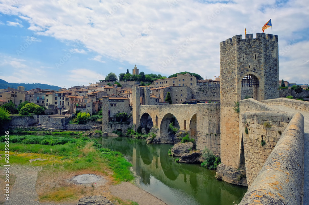 Medieval bridge of Besalu. Gerona. Spain