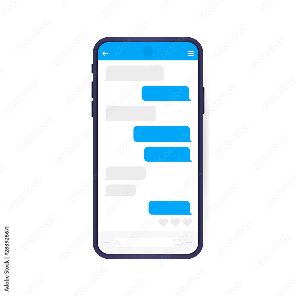 Smart Phone with messenger chat screen. Modern vector illustration flat style Smart Phone with messenger chat screen. Modern vector illustration flat style