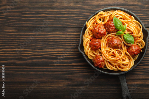 Meatballs pasta in tomato sauce