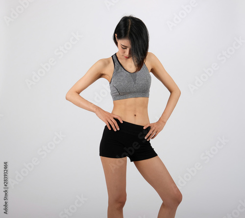 sporty woman in sportswear on white background. healthy sport fitness lifestyle © 88studio