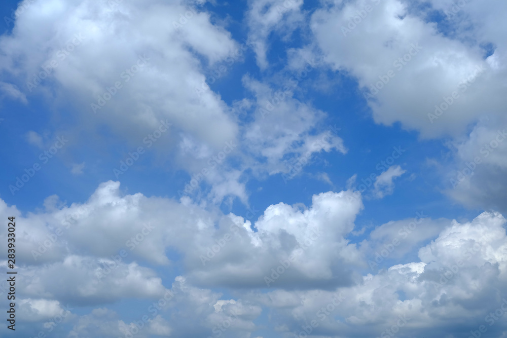 White Clouds with Beautiful Blue Sky Background.