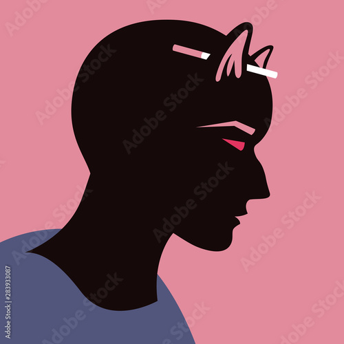 Person with cat ears photo