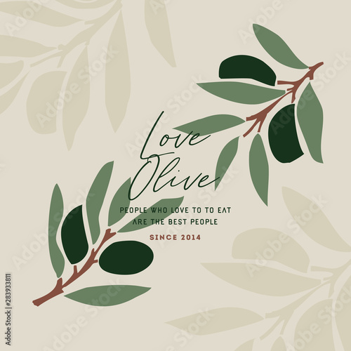 Olive doodle design template. Abstract style. Vector illustration
