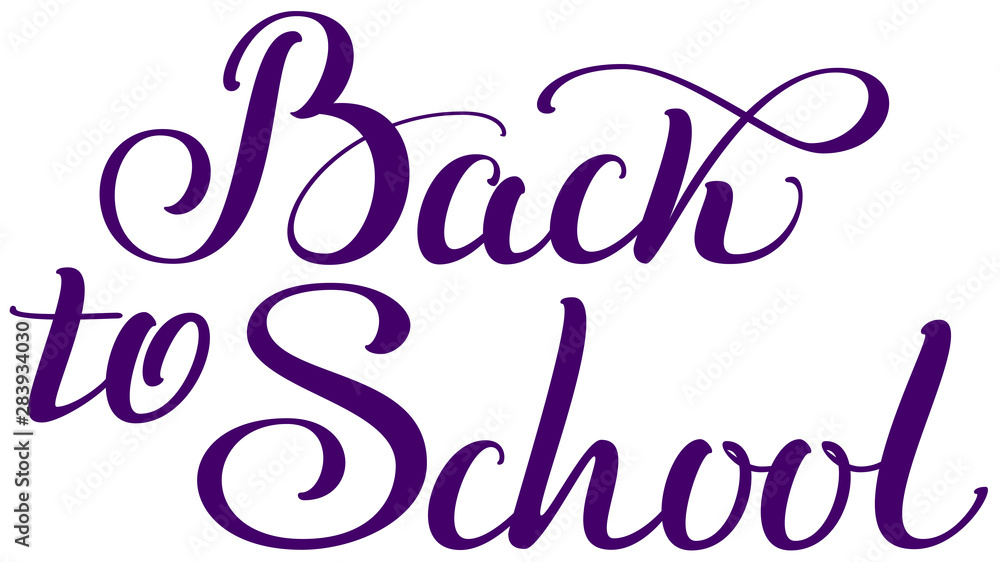 Back to school handwritten ornate calligraphy lettering type text.