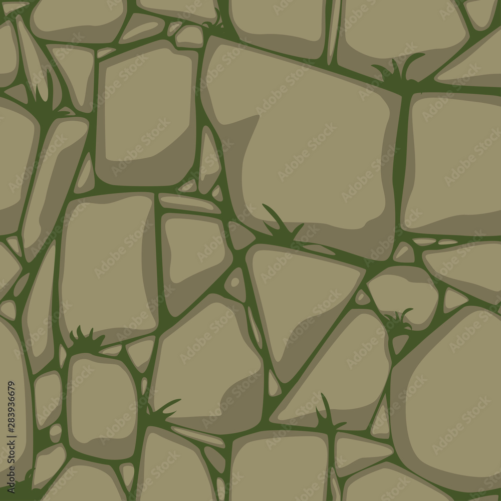 Flat Seamless stone texture. Stones background. Cartoon vector Seamless