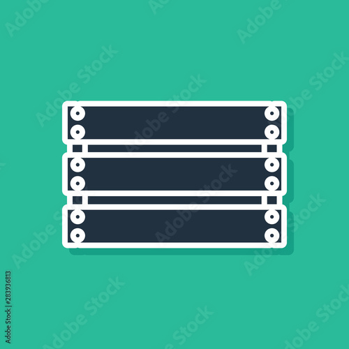 Blue Wooden box icon isolated on green background. Grocery basket, storehouse crate. Empty wooden container for vegetables, products. Vector Illustration