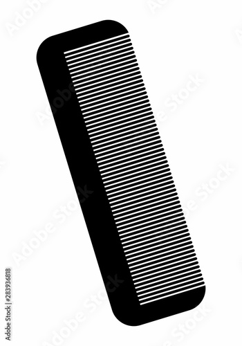 Hair comb dark silhouette isolated on white background