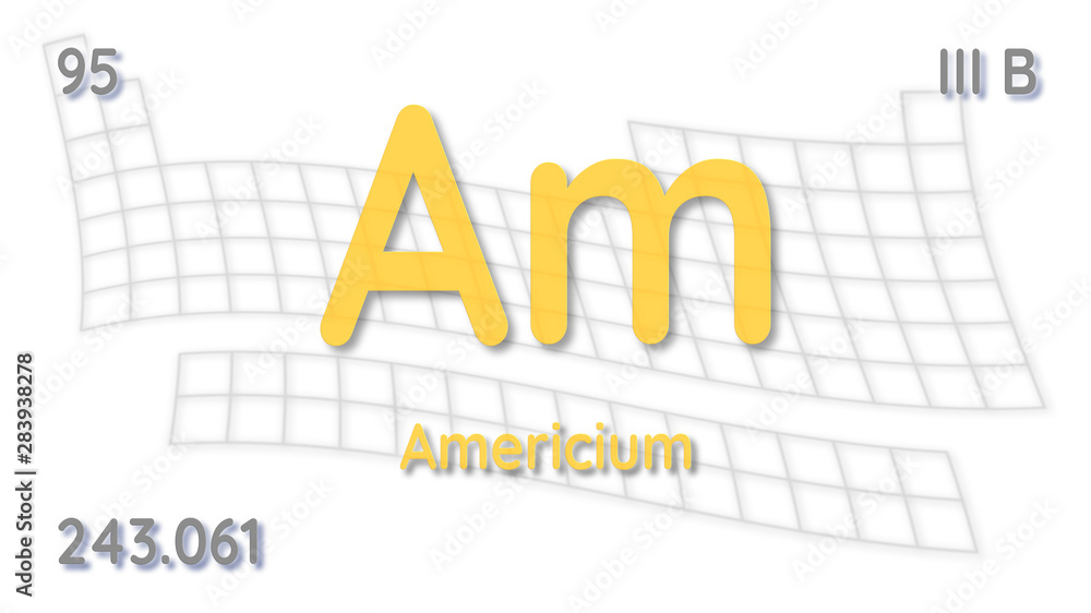 Americium chemical element  physics and chemistry illustration backdrop
