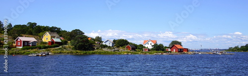 Cityscape of island village Tärnö, the largest and southernmost island in Hällaryd archipelago in Sweden.