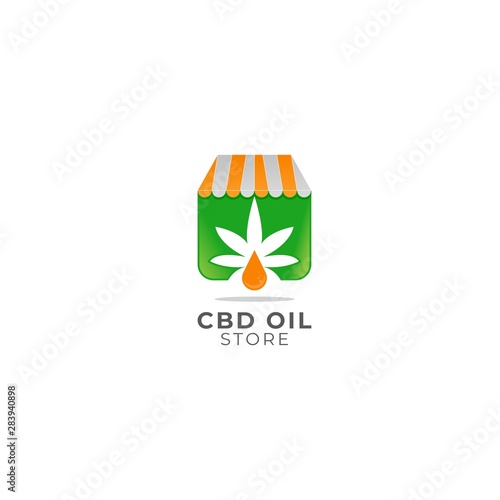 CBD oil store logo vector icon ilustration, cannabis oil health shop