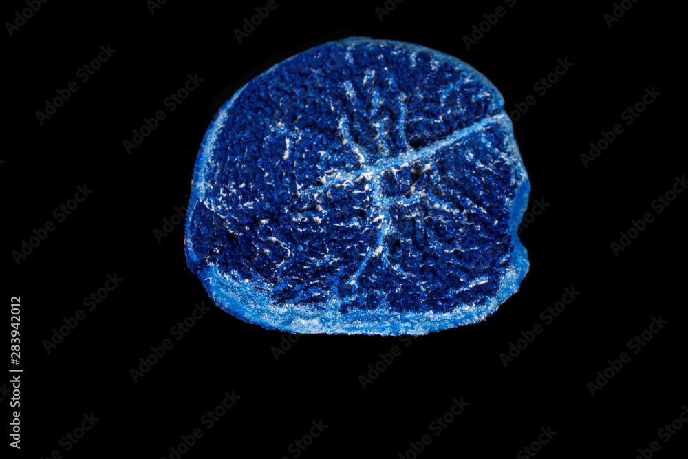 Macro mineral stone Azurite in siltstone against black background Macro mineral stone Azurite in siltstone against black background
