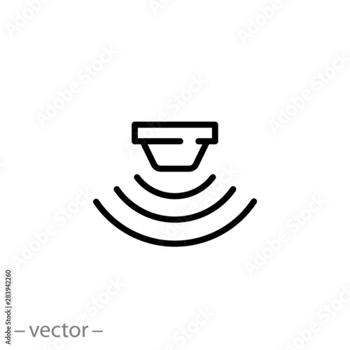 sensor wave icon, motion sensor, move radio signal, thin line symbol on white background - editable stroke vector illustration eps 10
