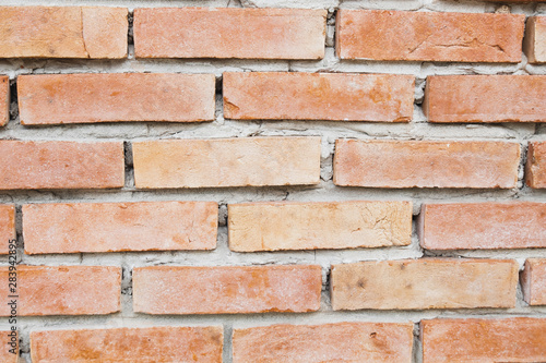 Close up photo of a red brick wall background