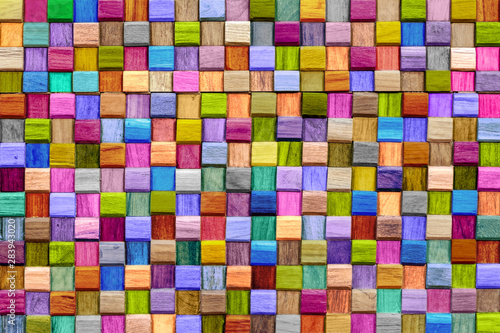 Abstract colorful of  cube wooden texture background.