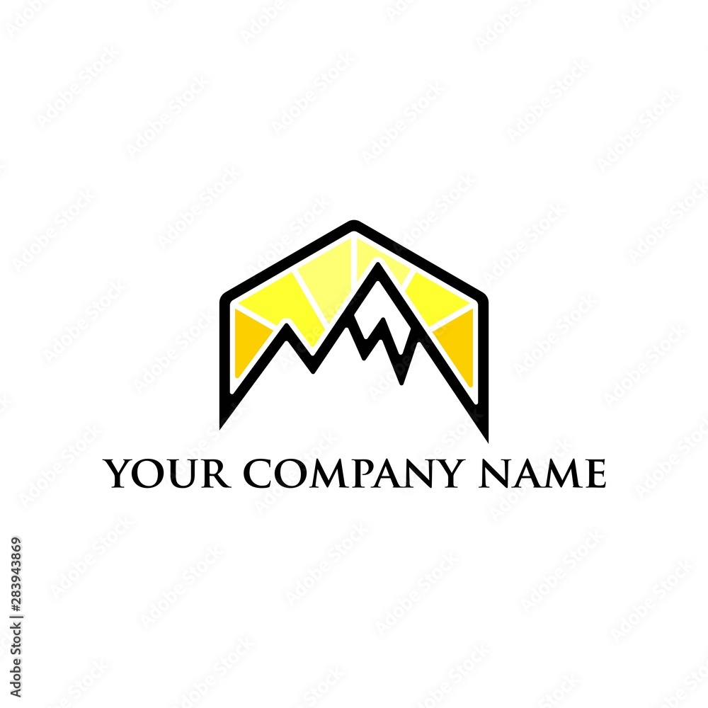 Fototapeta premium simple sunset and mountain vector logo